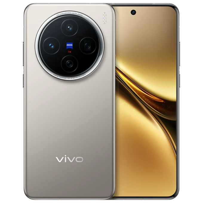 Vivo X200 in silver, highlighting its sleek finish, centered punch-hole display, and advanced camera system.