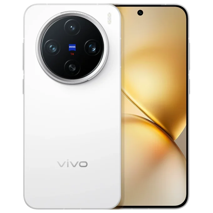 Vivo X200 Pro Mini in white, highlighting its premium finish, centered punch-hole display, and advanced camera system.