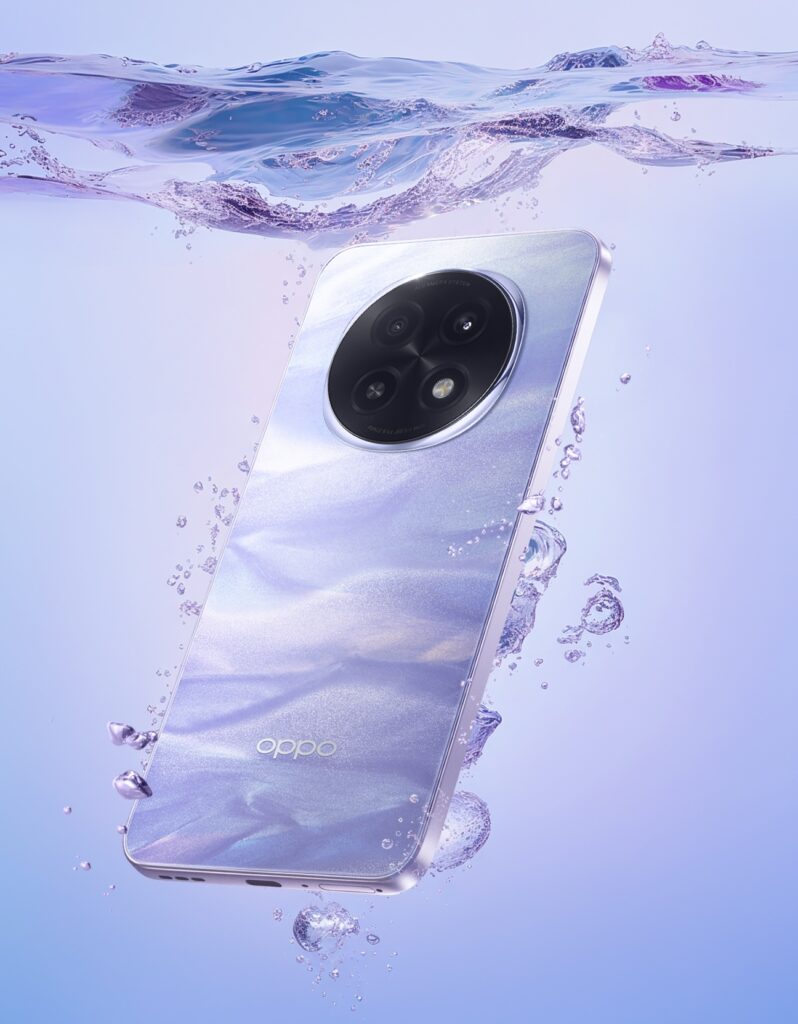 OPPO A5 Pro showcased underwater, emphasizing its superior IP69-rated water resistance.