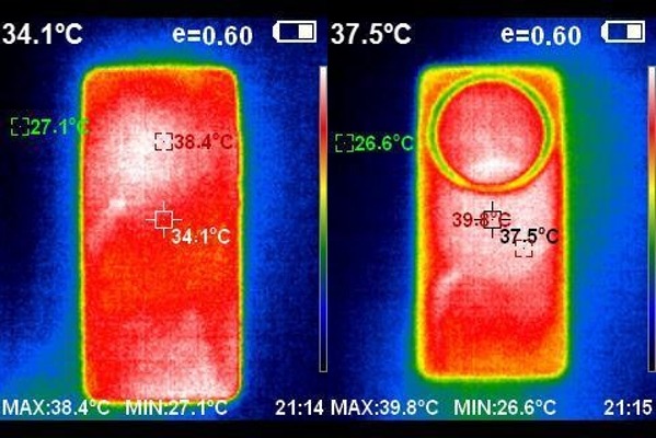 Thermal imaging results of the Vivo X200 Pro during performance tests, illustrating the efficient heat dissipation across the device.