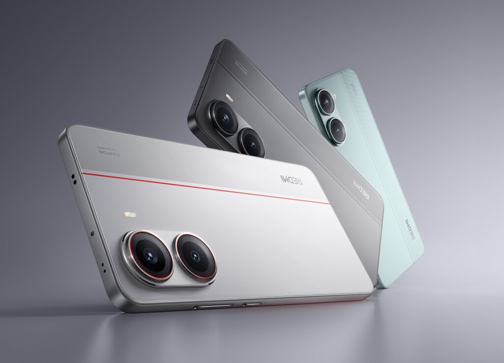 Redmi Turbo 4 smartphones displayed in multiple colors with a focus on the sleek and modern design.