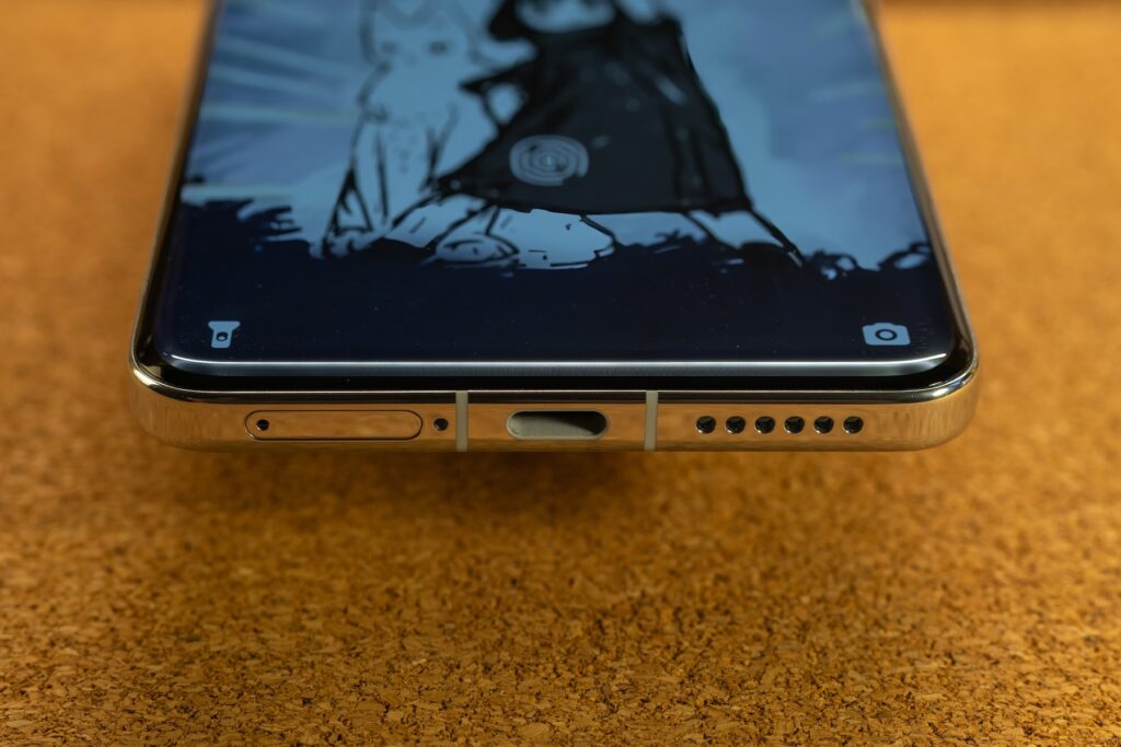 Close-up of the bottom edge of the vivo X200 Pro, highlighting the charging port and speaker grill design.