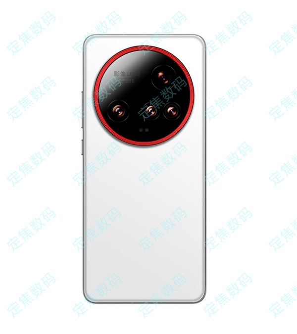 Render of the Xiaomi 15 Ultra featuring a white body and a bold red-ringed circular quad-camera module with an innovative lens arrangement for enhanced visual identity.