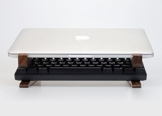 Walnut DualMode MacBook Stand Ergonomic Vertical Dock