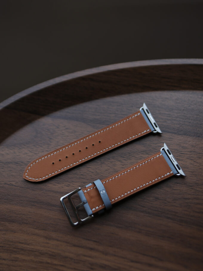 Close-up focusing on the stainless steel buckle and keepers, highlighting the band’s craftsmanship.