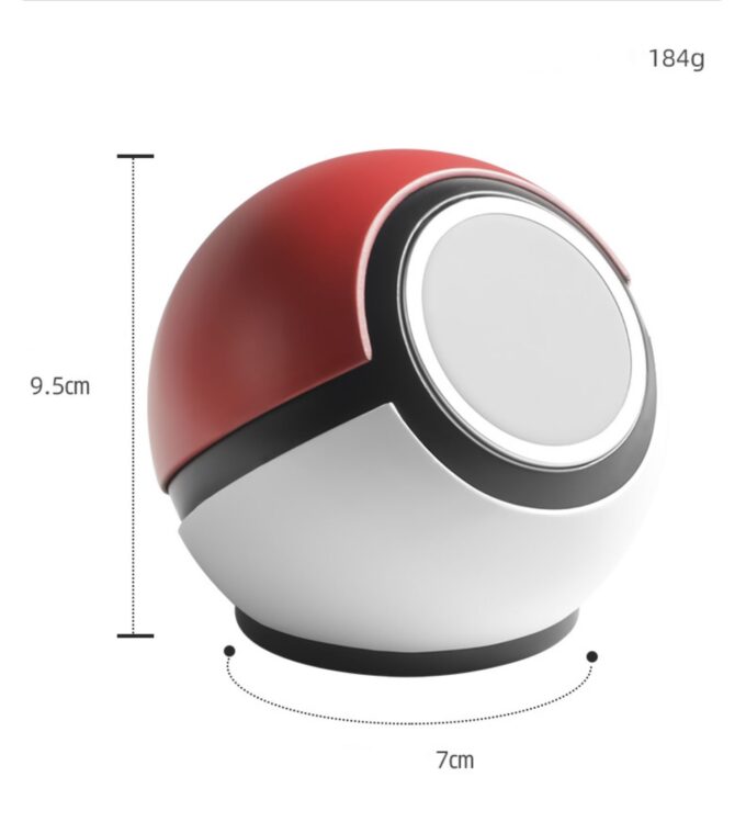 Front angle of the red-and-white ball charger emphasizing the integrated MagSafe ring.