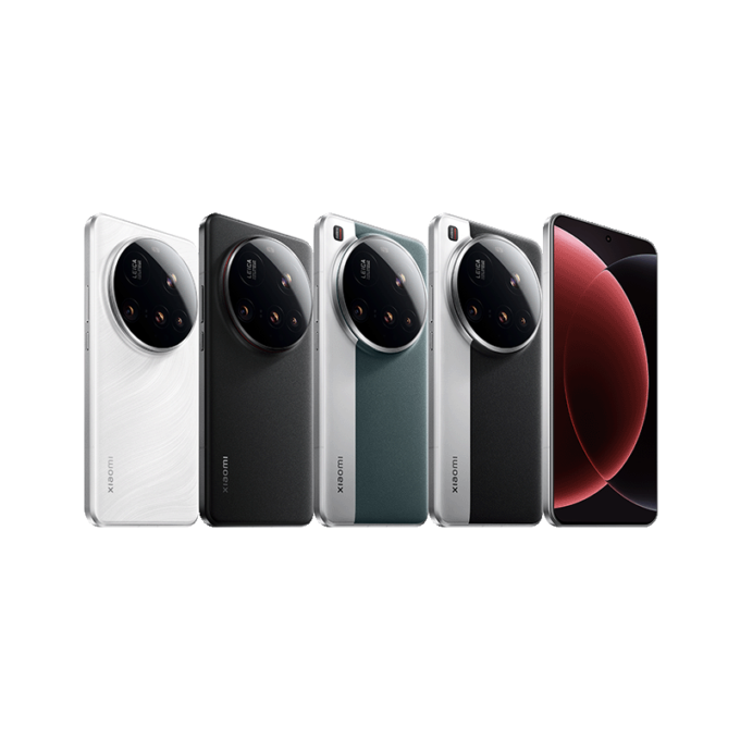 Xiaomi 15 Ultra lineup displayed in multiple color options, including white, black, silver, gray, and red, arranged diagonally to showcase both front and back designs.