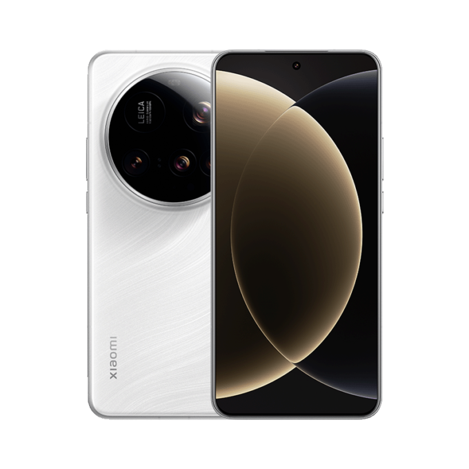 Xiaomi 15 Ultra smartphone in a white color variant, highlighting its Leica-branded quad-camera system on the rear and a high-resolution display with a gold-toned wallpaper.